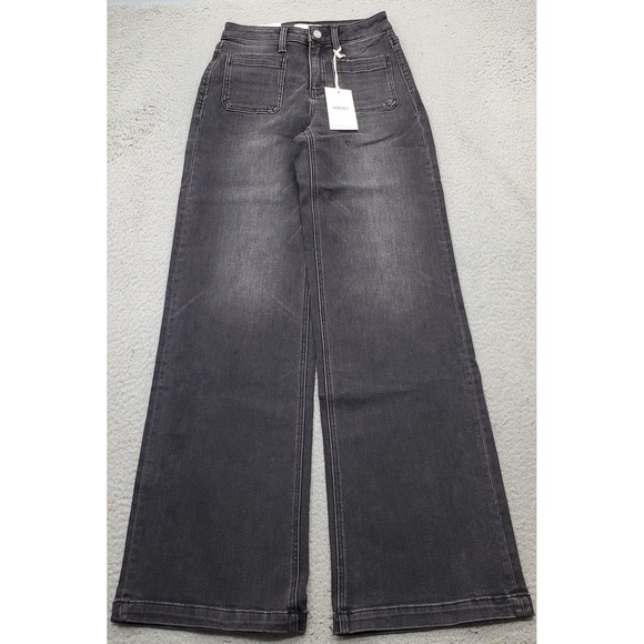 Vervet Denim - Vervet Blue Olivia Wide Leg Jeans Womens 24 Black Denim Dark Wash Streetwear Y2K